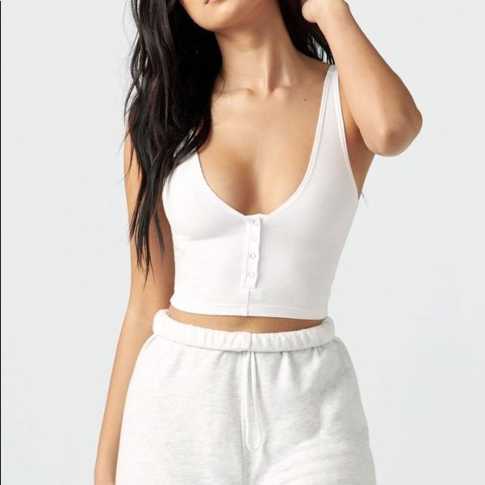 Joah brown snap crop tank XS WHITE